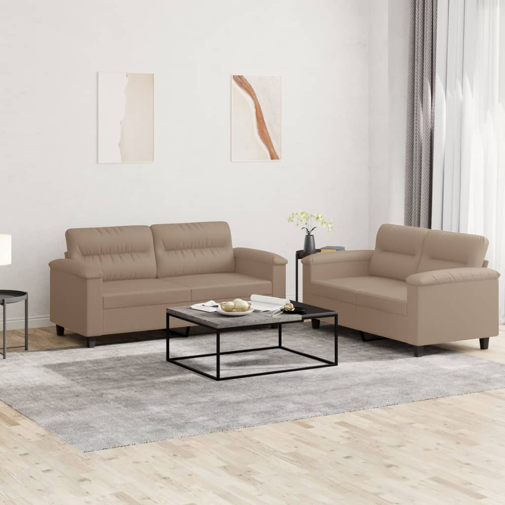 vidaXL 2-delige Loungeset met kussens kunstleer zwart