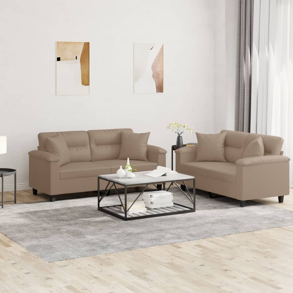 vidaXL 2-delige Loungeset met kussens kunstleer zwart