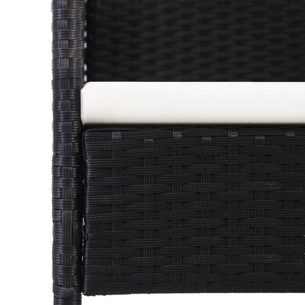 vidaXL 3-delige Tuinset poly rattan en staal zwart