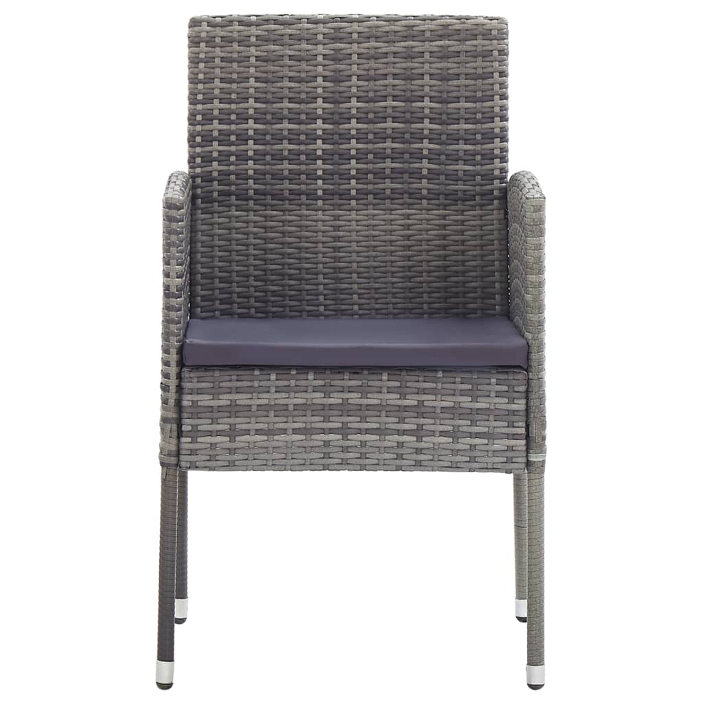 vidaXL 3-delige Tuinset poly rattan en staal grijs en zwart