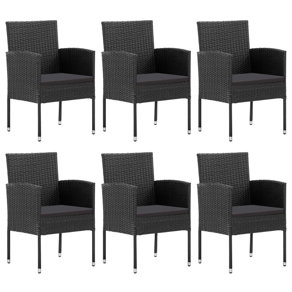 vidaXL 3-delige Tuinset poly rattan en staal zwart
