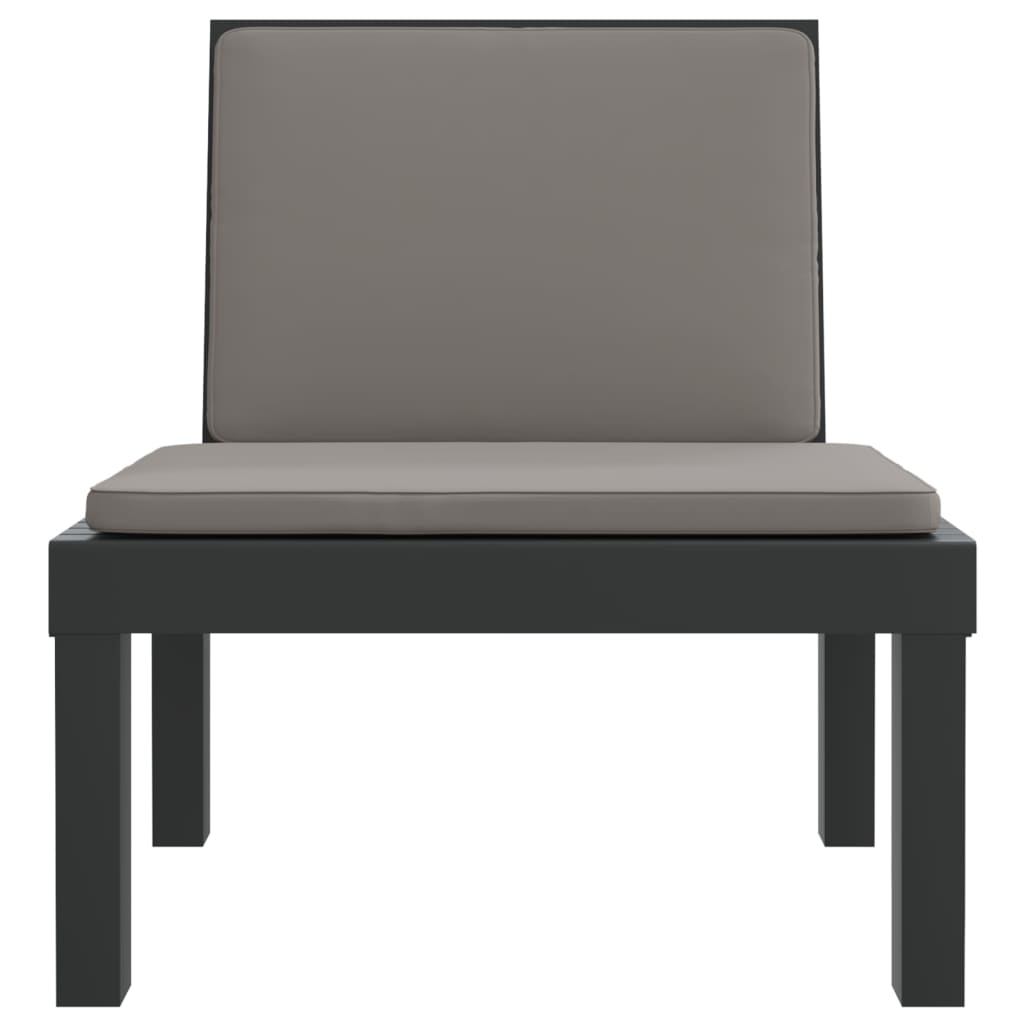vidaXL 3-delige Loungeset met kussens PP antracietkleurig