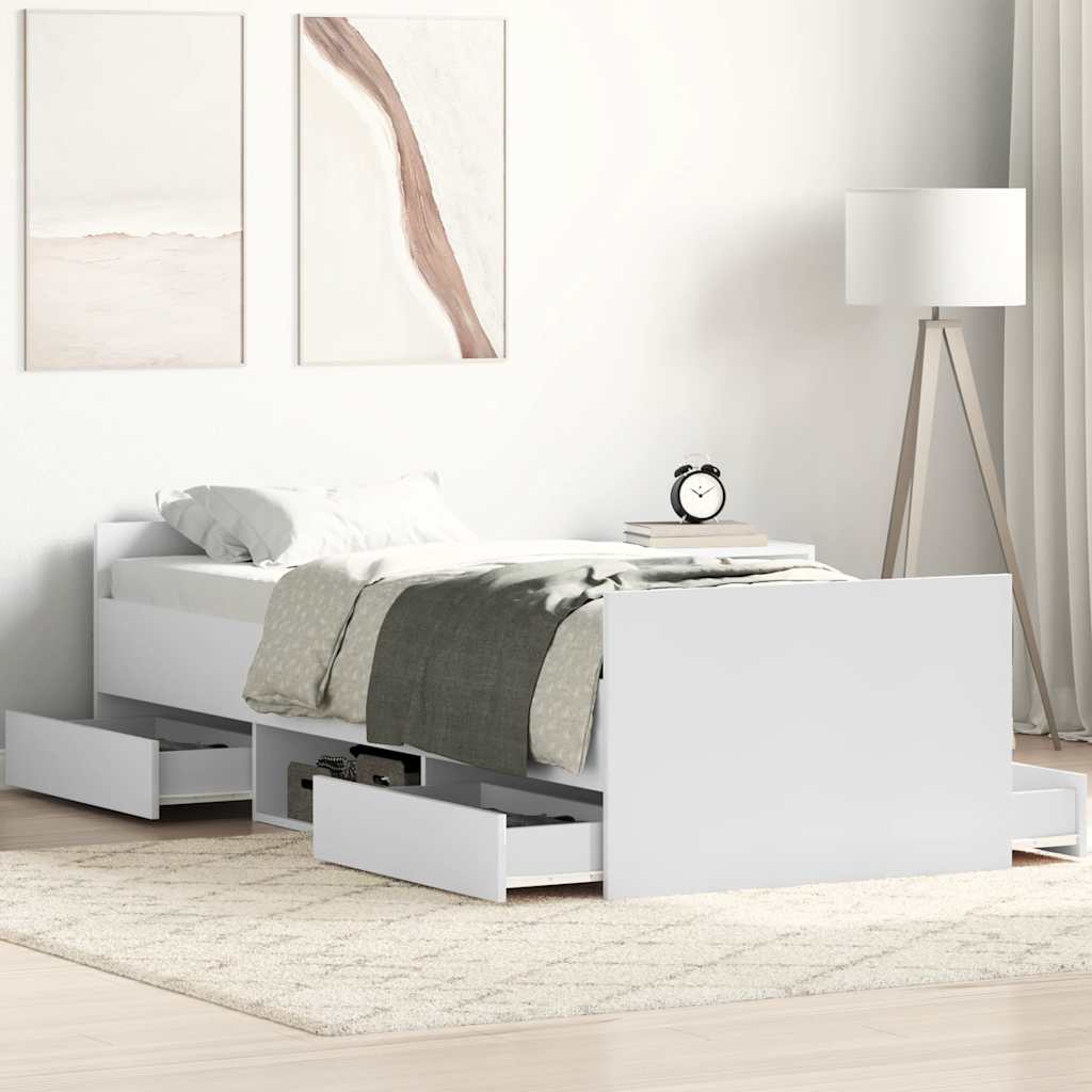 vidaXL Bedframe met hoofd- en voeteneinde wit 100x200 cm