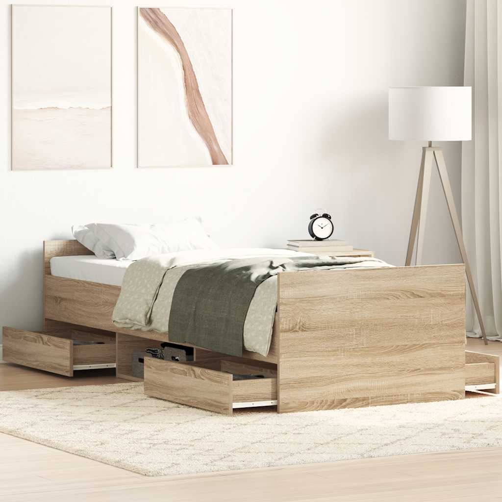 vidaXL Bedframe met hoofd- en voeteneinde wit 100x200 cm