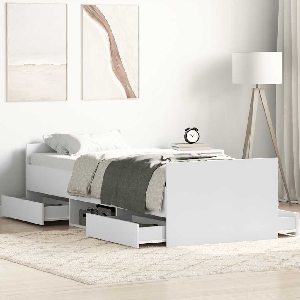 vidaXL Bedframe met hoofd- en voeteneinde wit 100x200 cm