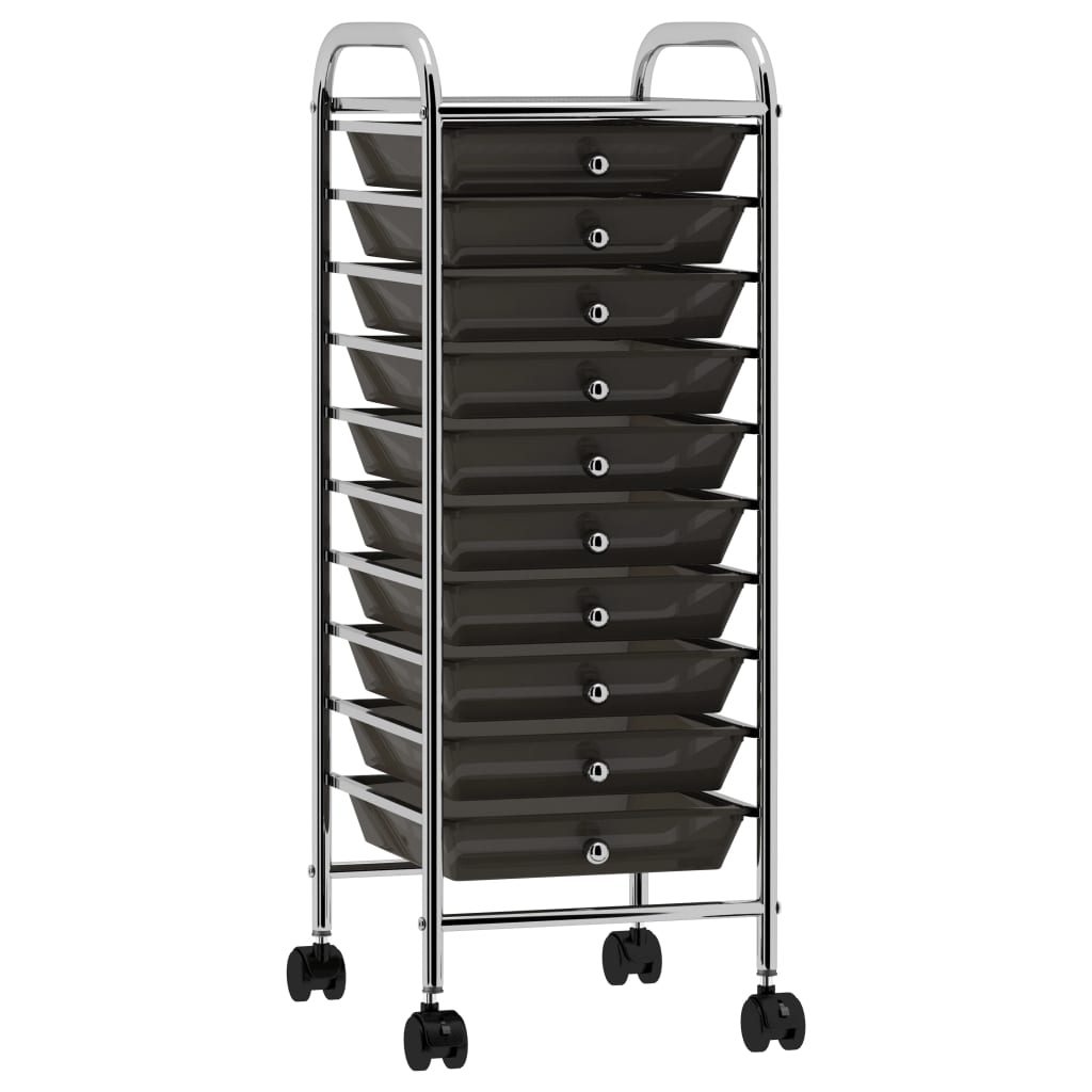 vidaXL Opbergtrolley met 4 lades mobiel kunststof zwart