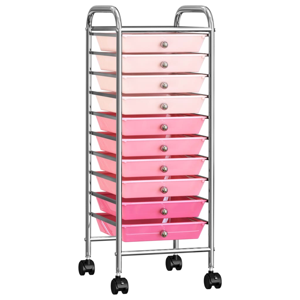 vidaXL Opbergtrolley met 4 lades mobiel kunststof zwart