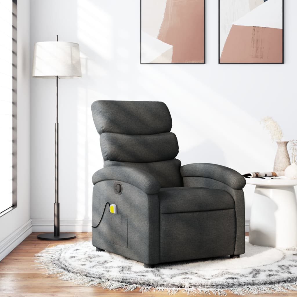 vidaXL Massage Recliner with Light Grey Fabric