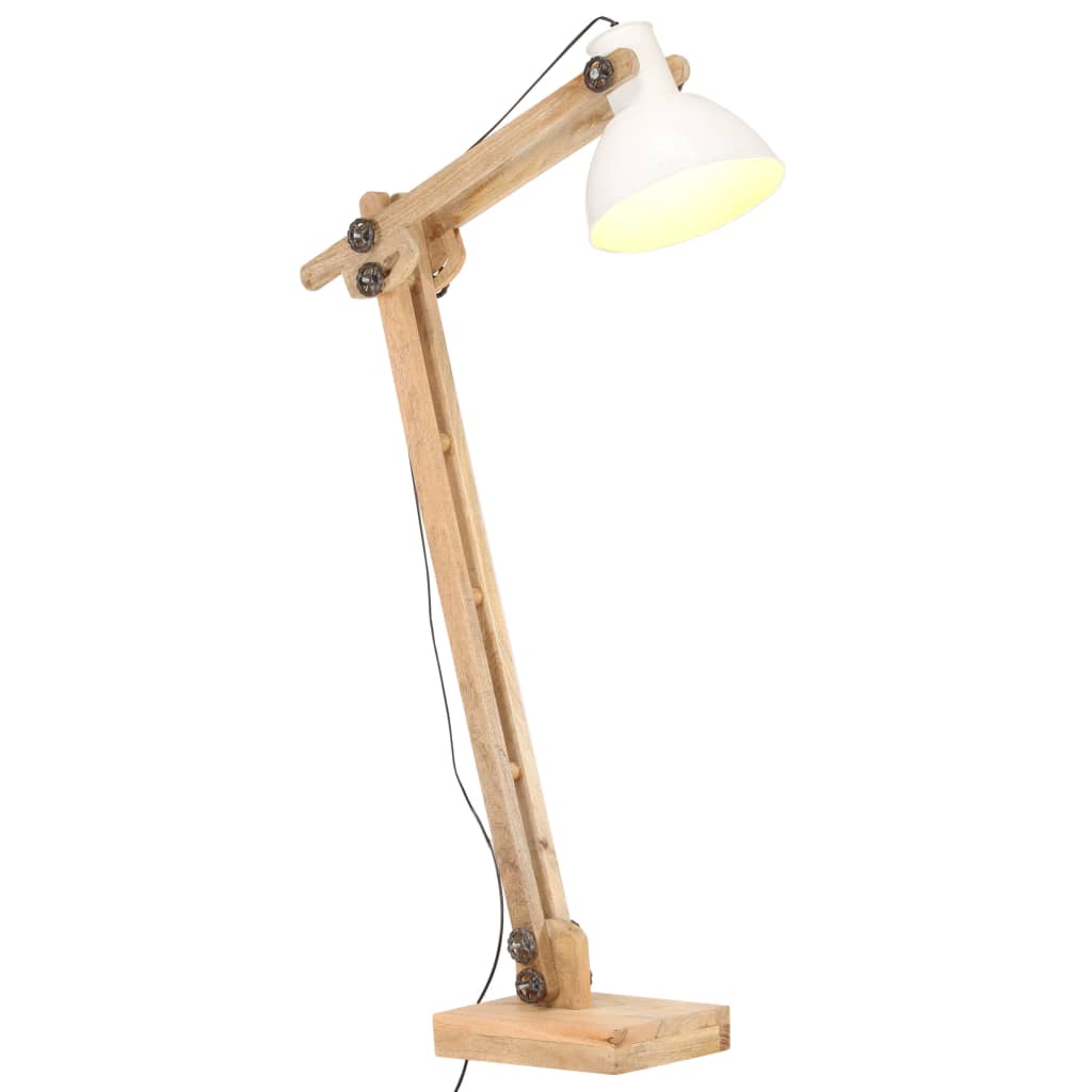 vidaXL Floor Lamp E27 Solid Mango Wood White
