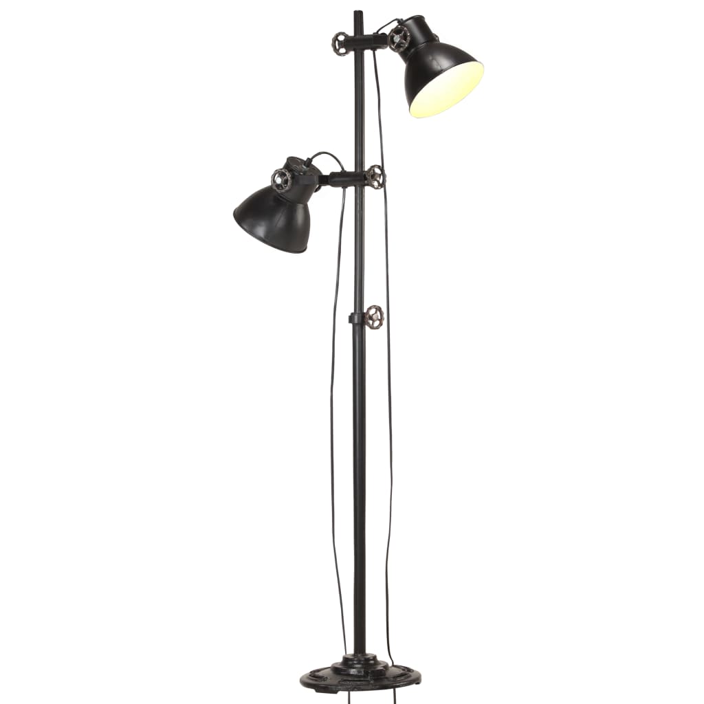 vidaXL Vloerlamp met 2 lampenkappen E27 gietijzer zilverkleurig