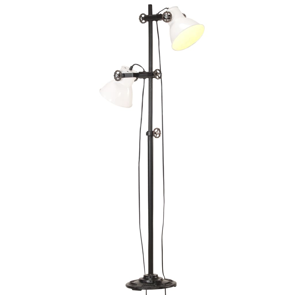 vidaXL Vloerlamp met 2 lampenkappen E27 gietijzer zilverkleurig