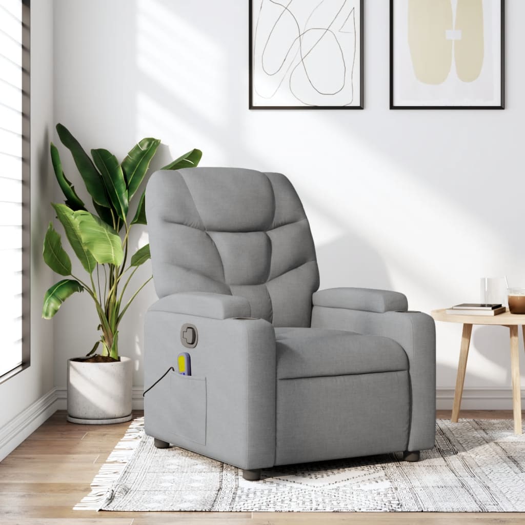 vidaXL Massagestoel met lichtgrijze stof