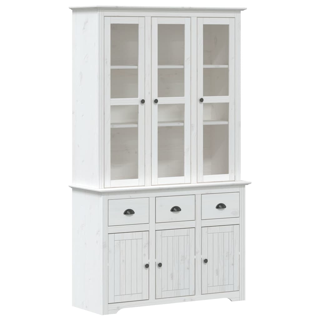 vidaXL Tall Cabinet BODO 115.5x43x200.5 cm Solid Pine Wood White