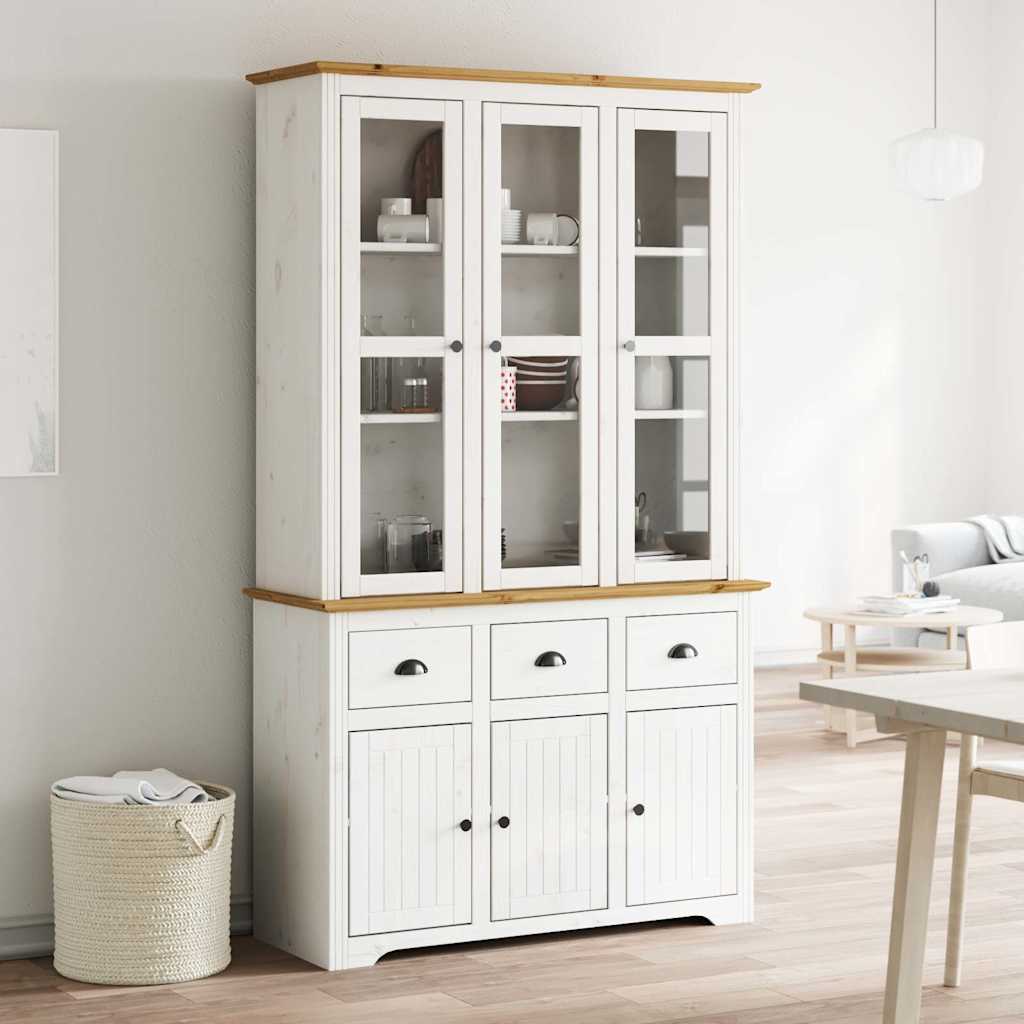 vidaXL Tall Cabinet BODO 115.5x43x200.5 cm Solid Pine Wood White