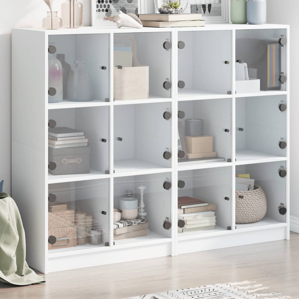 vidaXL Boekenkast met deuren 136x37x109 cm bewerkt hout wit