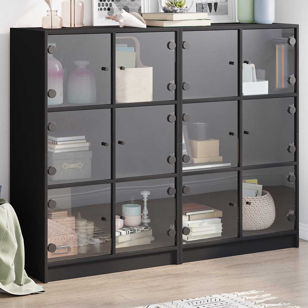 vidaXL Boekenkast met deuren 136x37x109 cm bewerkt hout wit