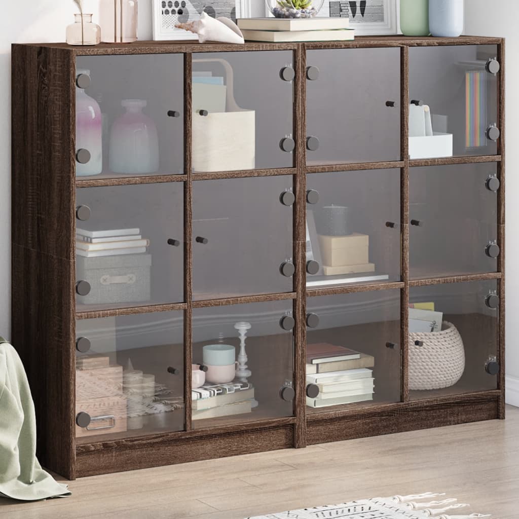 vidaXL Boekenkast met deuren 136x37x109 cm bewerkt hout wit