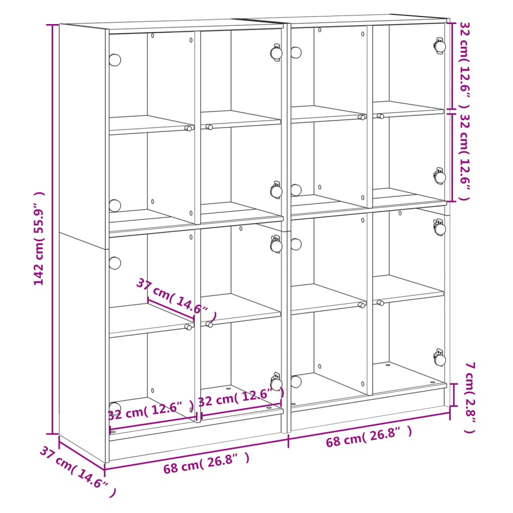 vidaXL Boekenkast met deuren 136x37x142 cm bewerkt hout wit