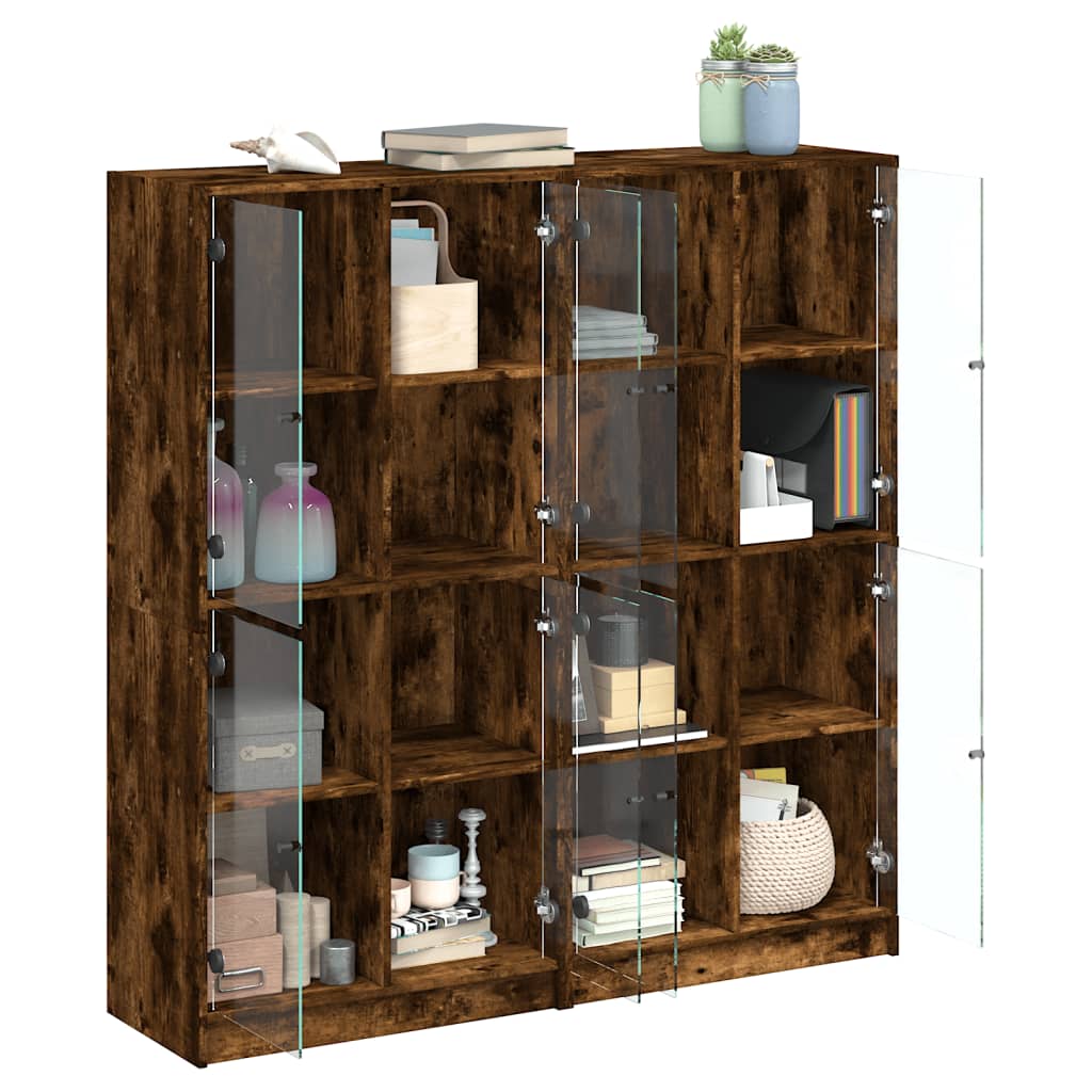 vidaXL Boekenkast met deuren 136x37x142 cm bewerkt hout wit
