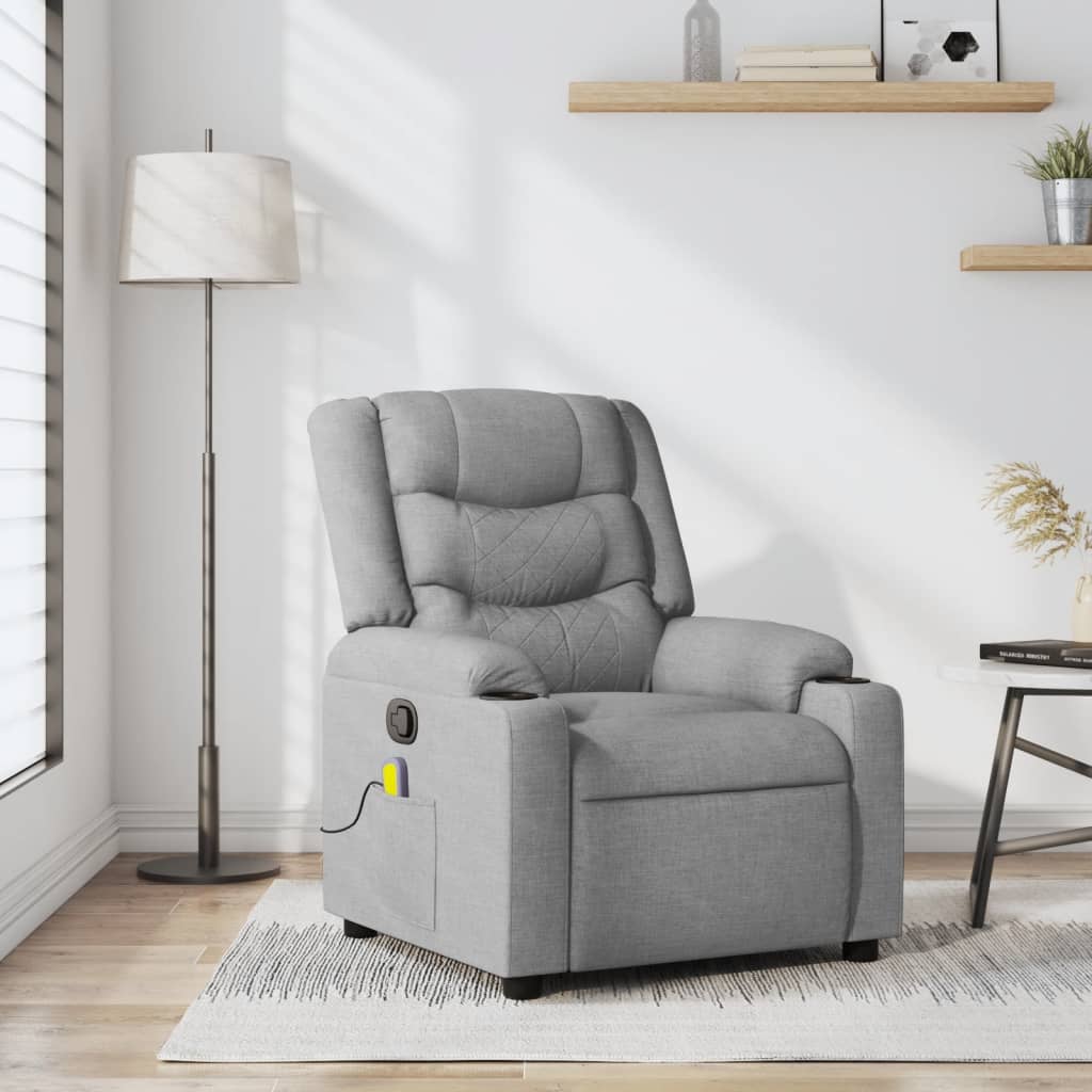 vidaXL Massage Chair Light Grey Fabric