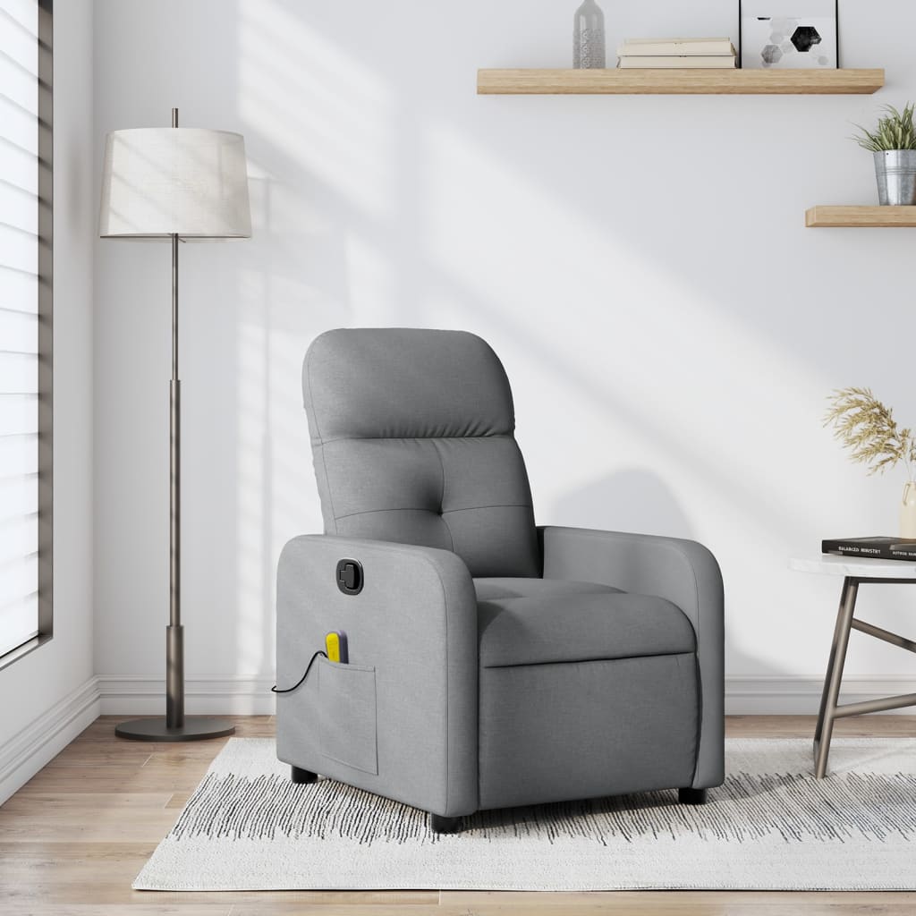 vidaXL Massagestoel met lichtgrijze stof