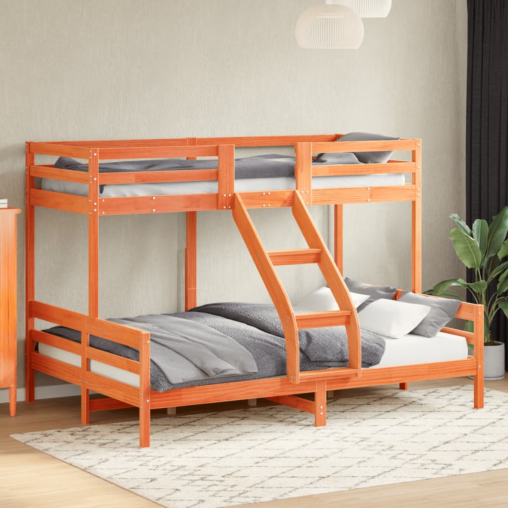 vidaXL Stapelbed massief grenenhout wit 90x200/140x200 cm