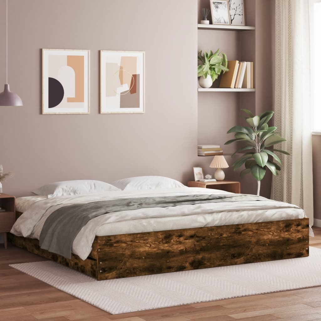vidaXL Bedframe met lades bewerkt hout wit 200x200 cm