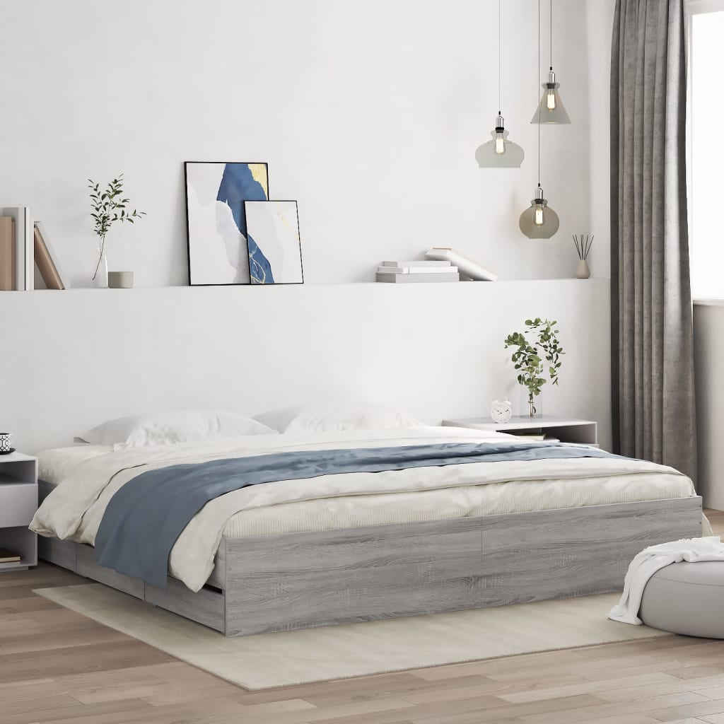 vidaXL Bedframe met lades bewerkt hout wit 200x200 cm