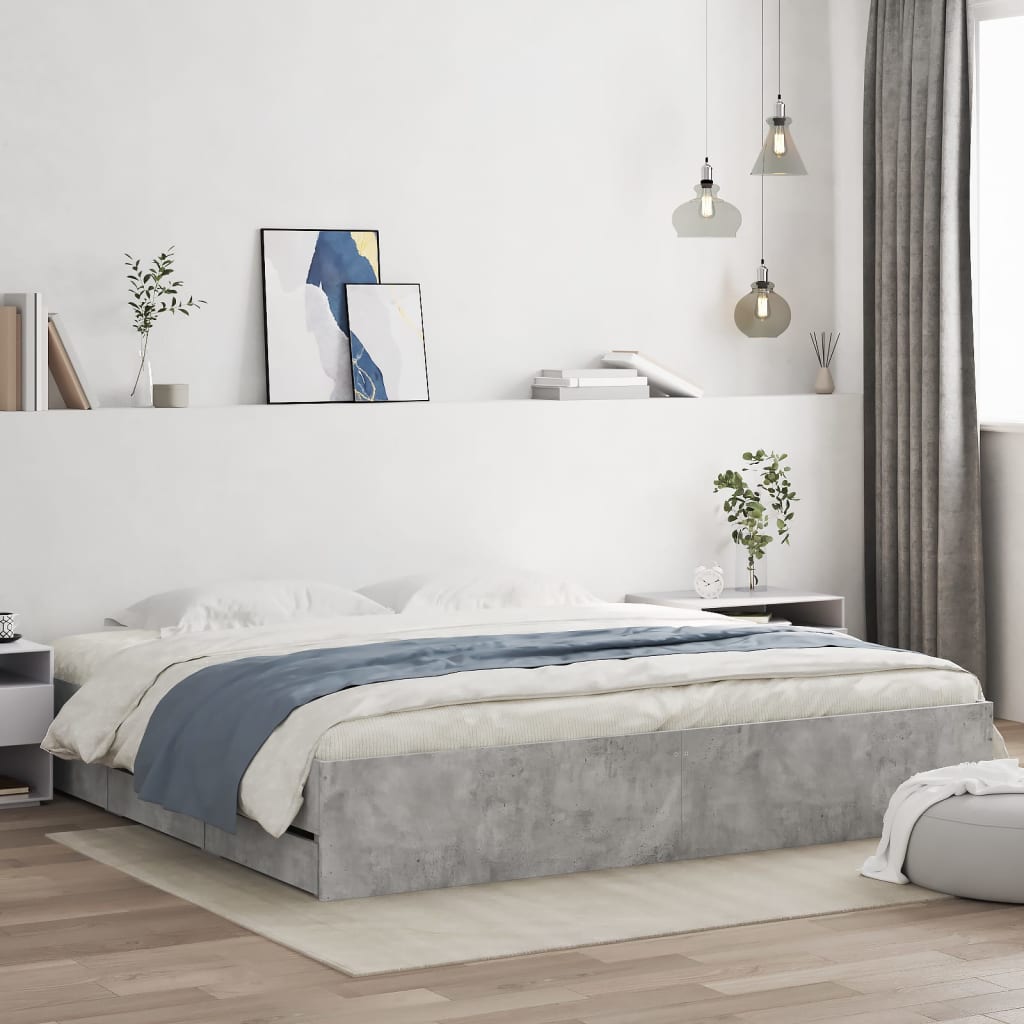vidaXL Bedframe met lades bewerkt hout wit 200x200 cm