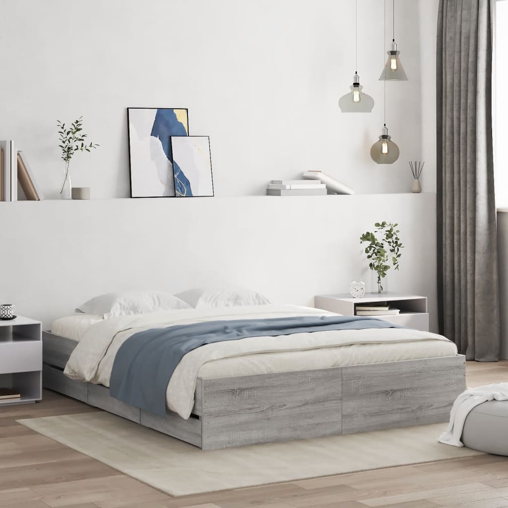 vidaXL Bedframe met lades bewerkt hout wit 200x200 cm