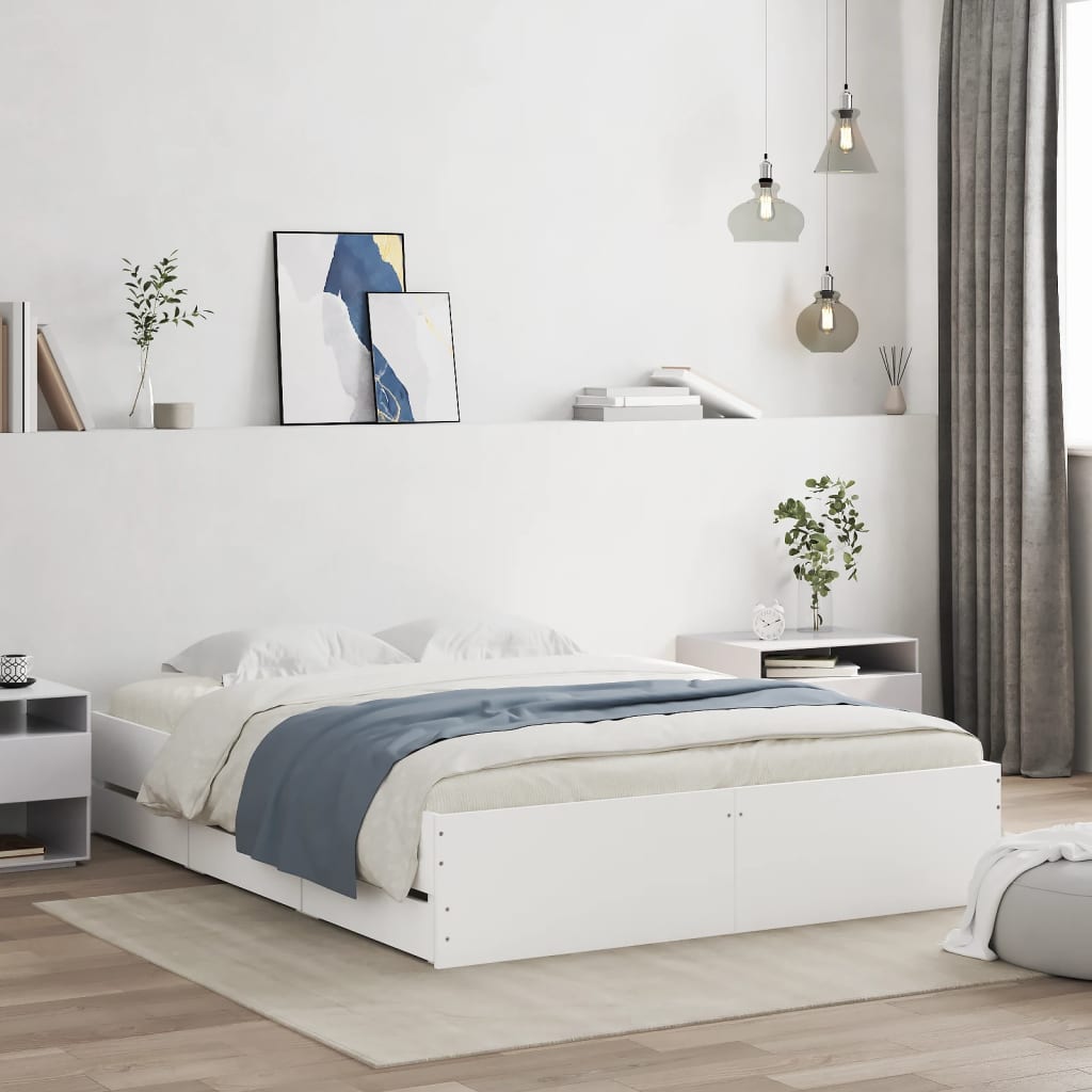 vidaXL Bedframe met lades bewerkt hout wit 200x200 cm