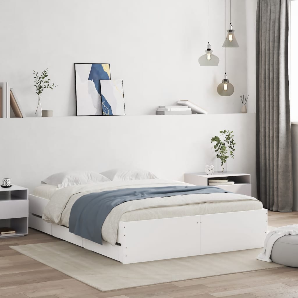 vidaXL Bedframe met lades bewerkt hout wit 200x200 cm
