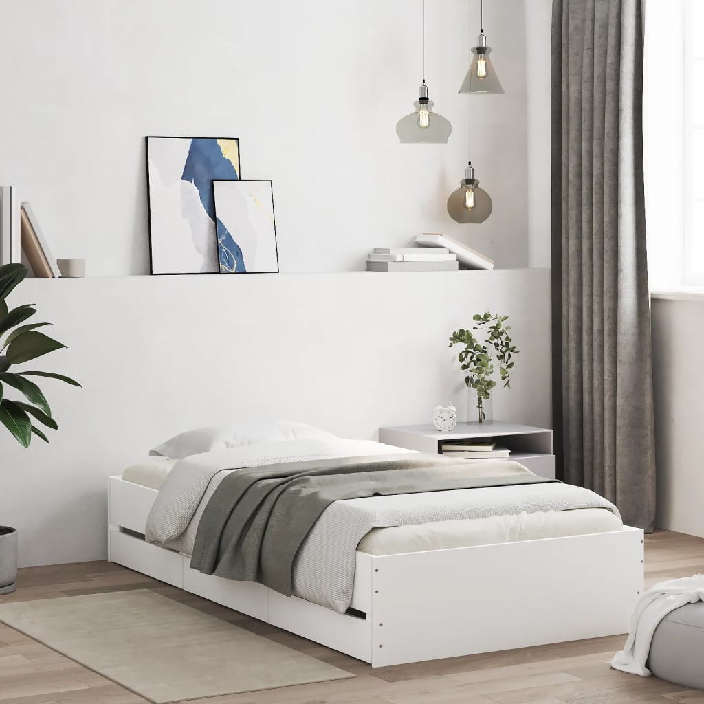 vidaXL Bedframe met lades bewerkt hout wit 200x200 cm