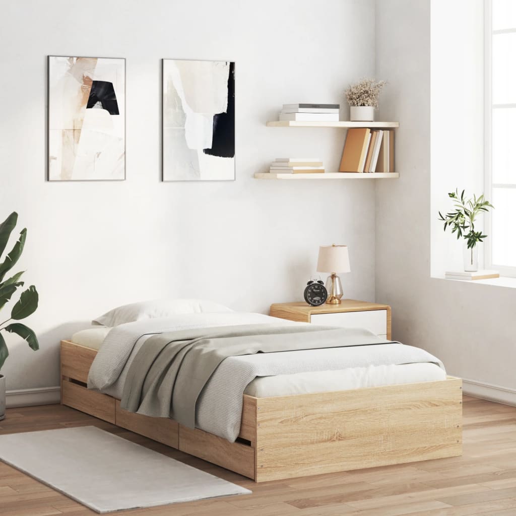 vidaXL Bedframe met lades bewerkt hout wit 200x200 cm