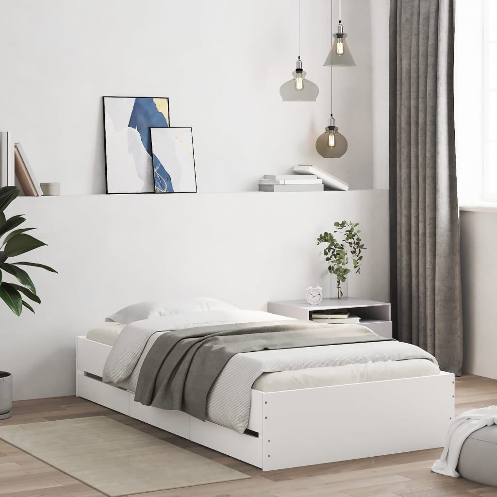 vidaXL Bedframe met lades bewerkt hout wit 200x200 cm