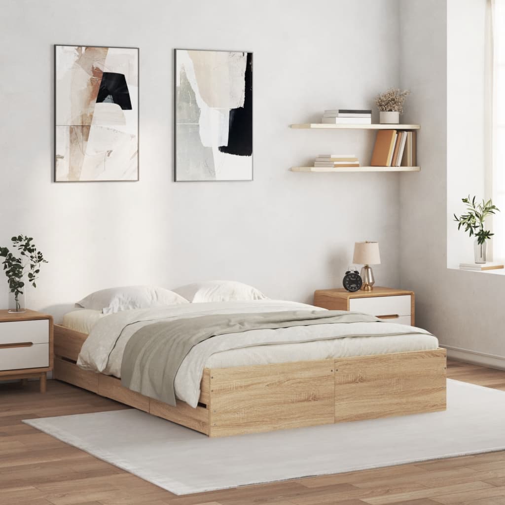 vidaXL Bedframe met lades bewerkt hout wit 200x200 cm