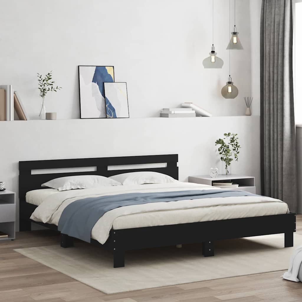 vidaXL Bed Frame with Headboard Solid Wood White 200x200 cm