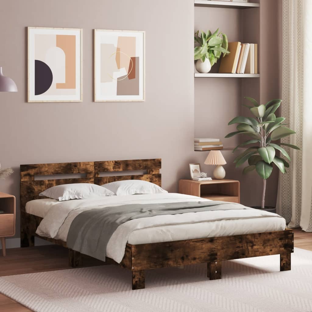 vidaXL Bed Frame with Headboard Solid Wood White 200x200 cm