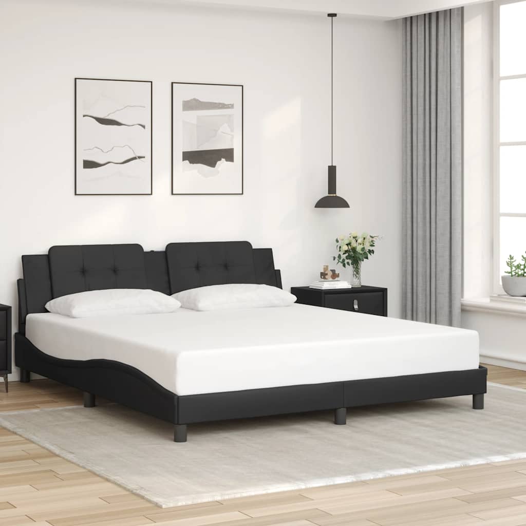 vidaXL Bedframe zonder matras "Zadar" kunstleer zwart 80x200 cm