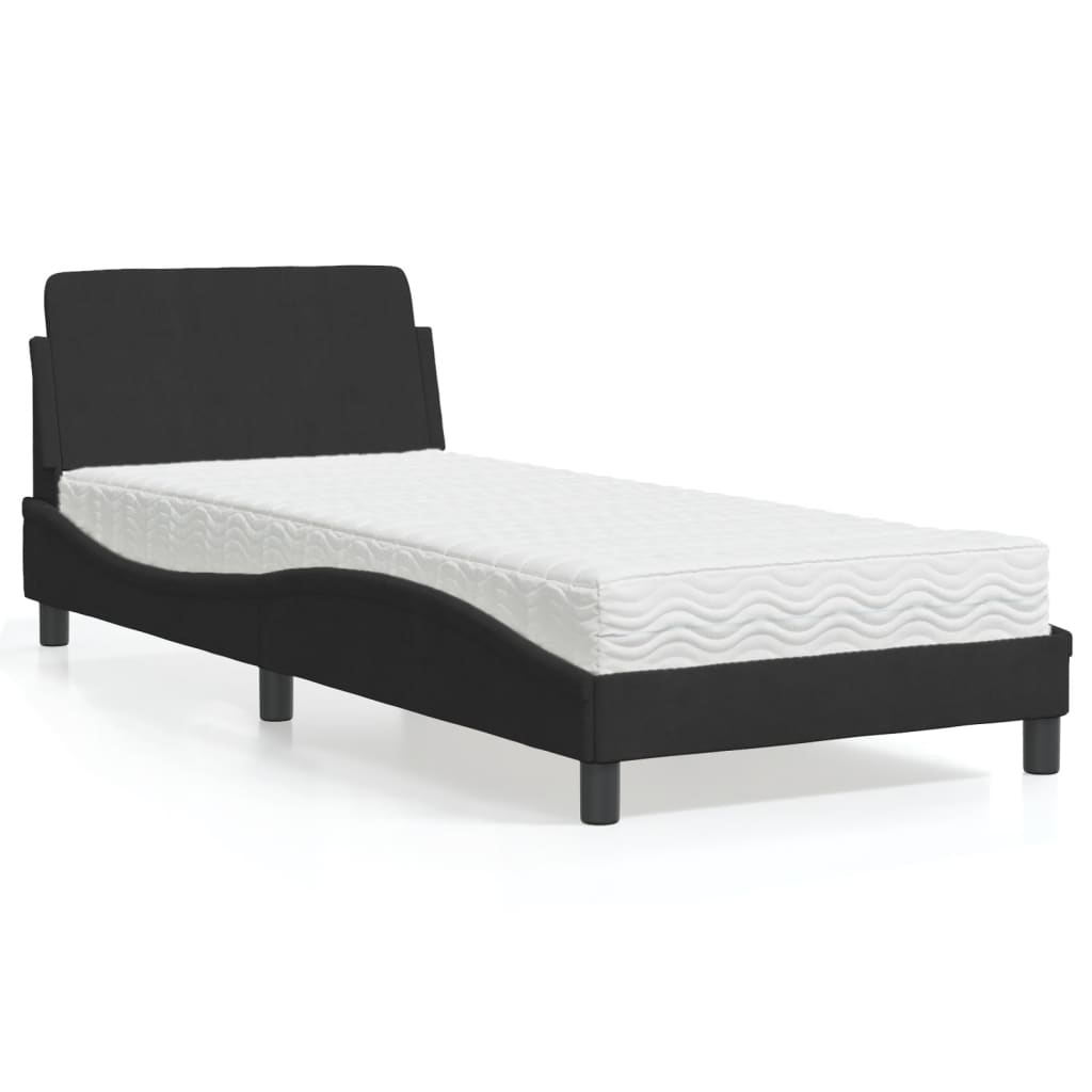 vidaXL Bed met matras "Dover" fluweel lichtgrijs 80x200 cm