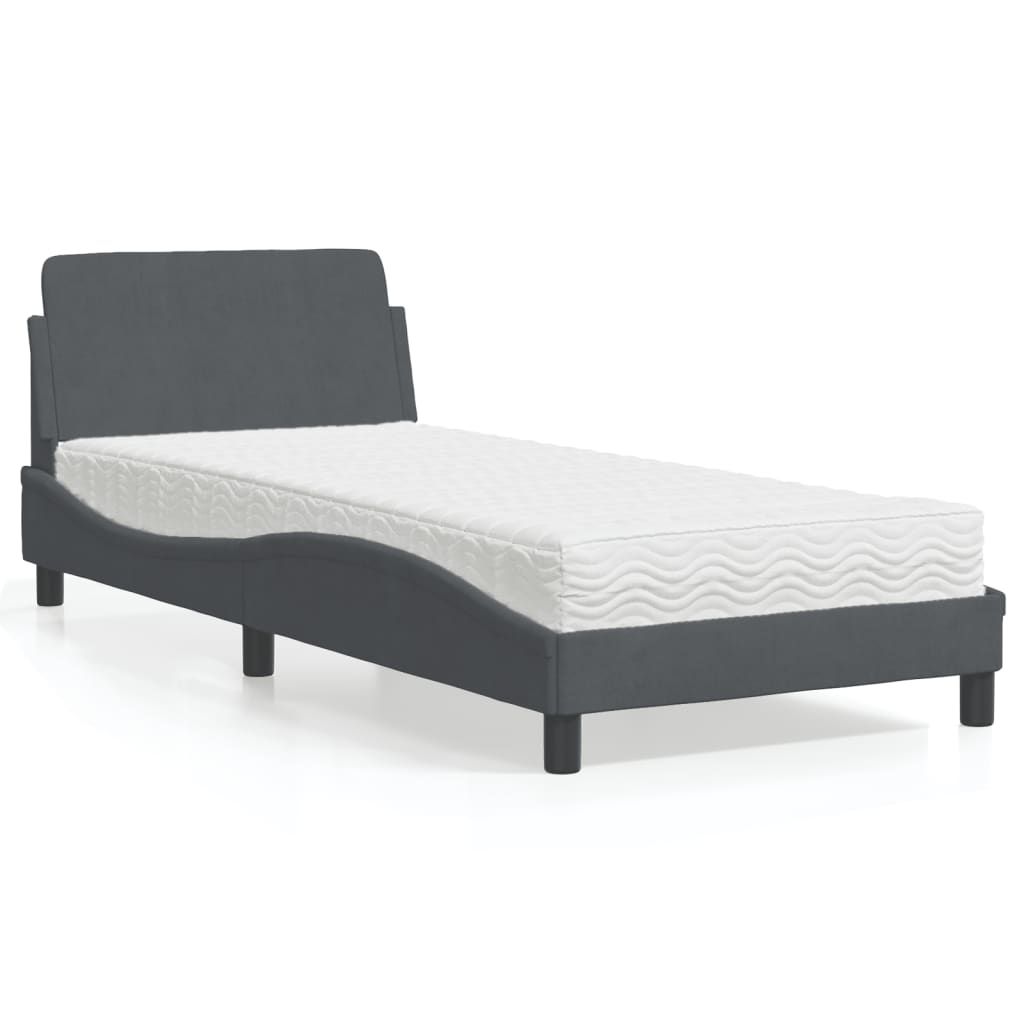 vidaXL Bed met matras "Dover" fluweel lichtgrijs 80x200 cm