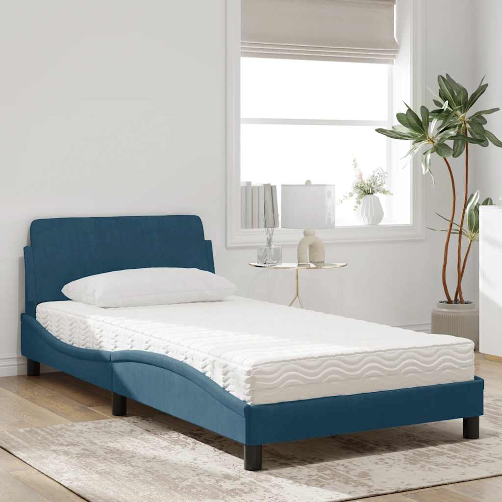 vidaXL Bed met matras "Dover" fluweel lichtgrijs 80x200 cm
