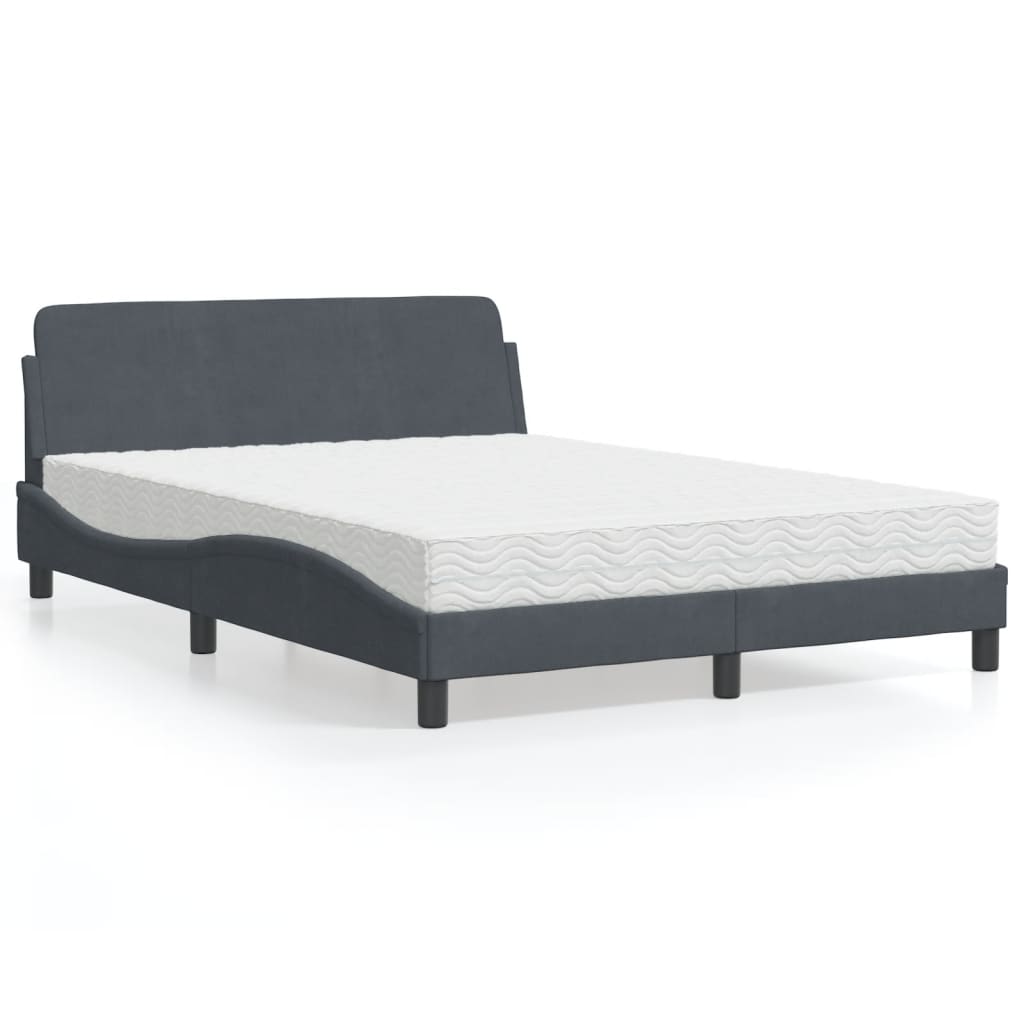 vidaXL Bed met matras "Dover" fluweel lichtgrijs 80x200 cm