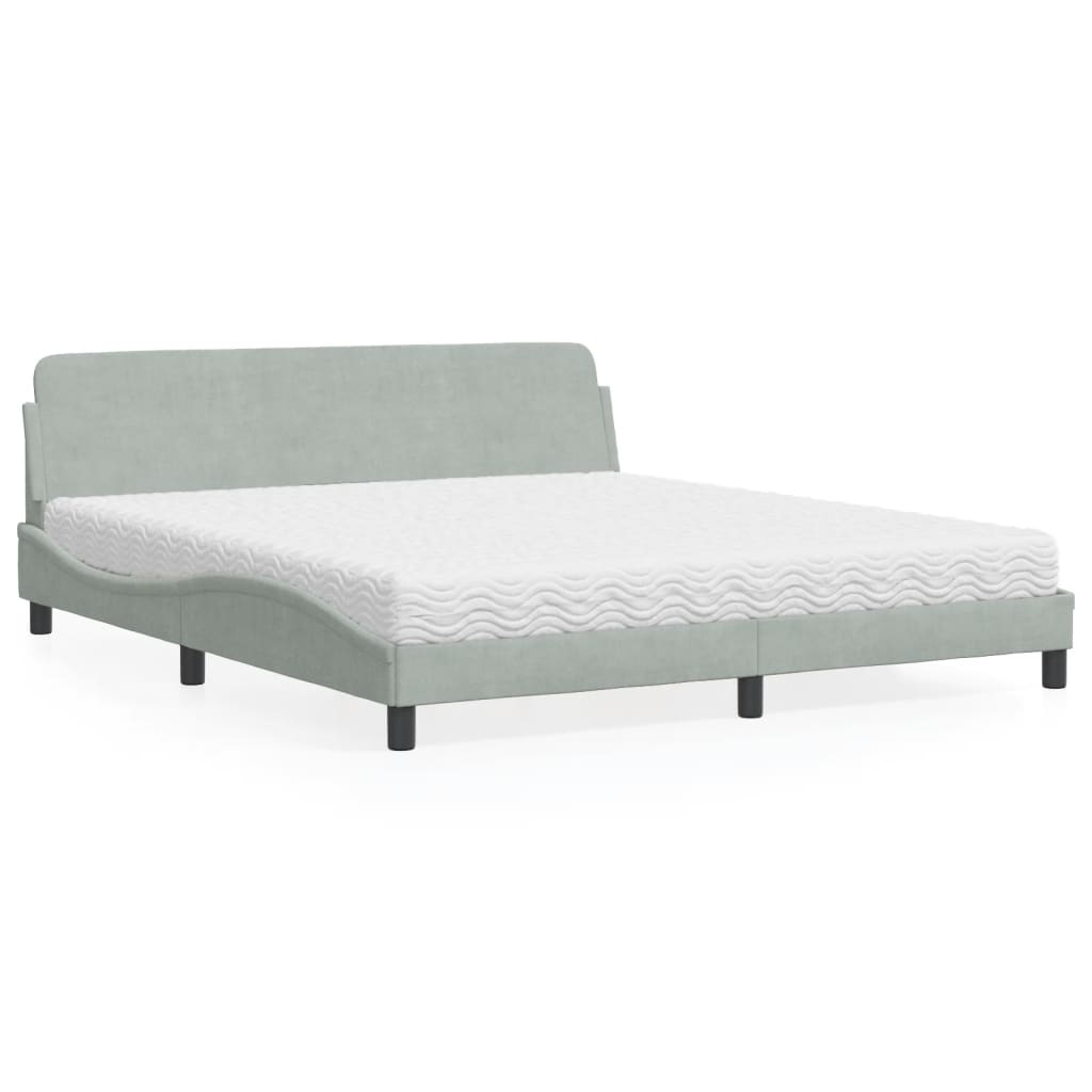 vidaXL Bed met matras "Dover" fluweel lichtgrijs 80x200 cm