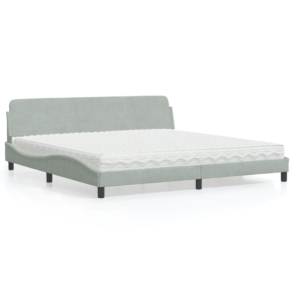 vidaXL Bed met matras "Dover" fluweel lichtgrijs 80x200 cm