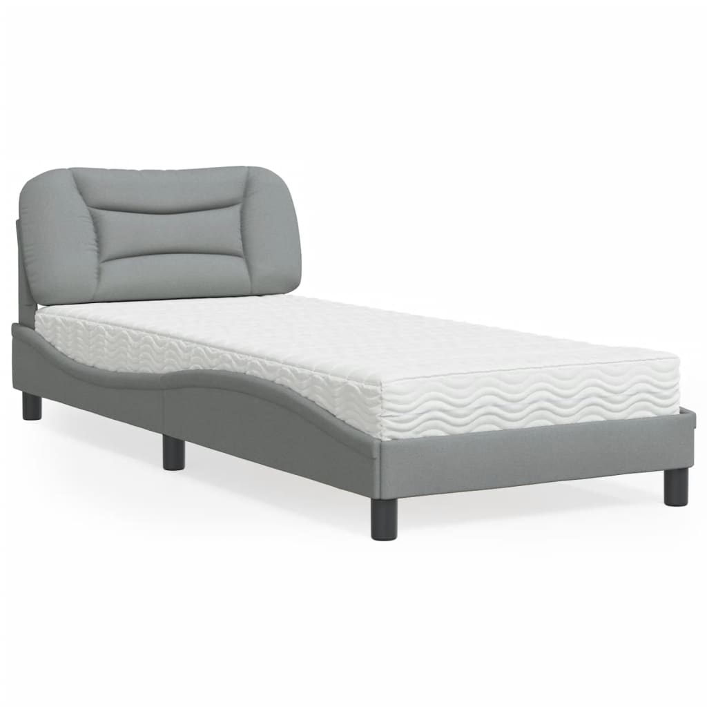 vidaXL Lit avec matelas "Hvar" gris en tissu 80x200 cm