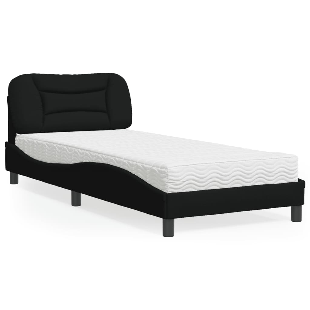 vidaXL Lit avec matelas "Hvar" gris en tissu 80x200 cm