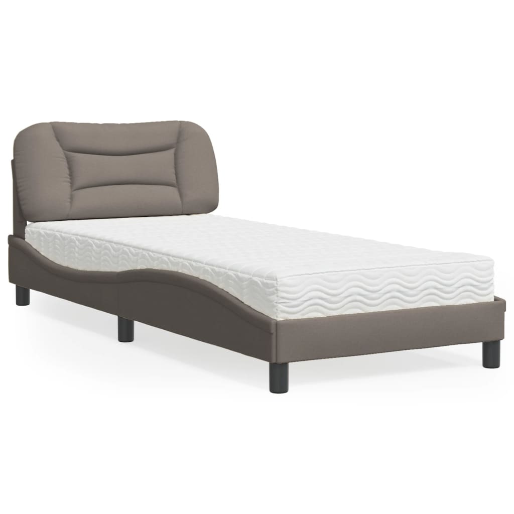 vidaXL Lit avec matelas "Hvar" gris en tissu 80x200 cm