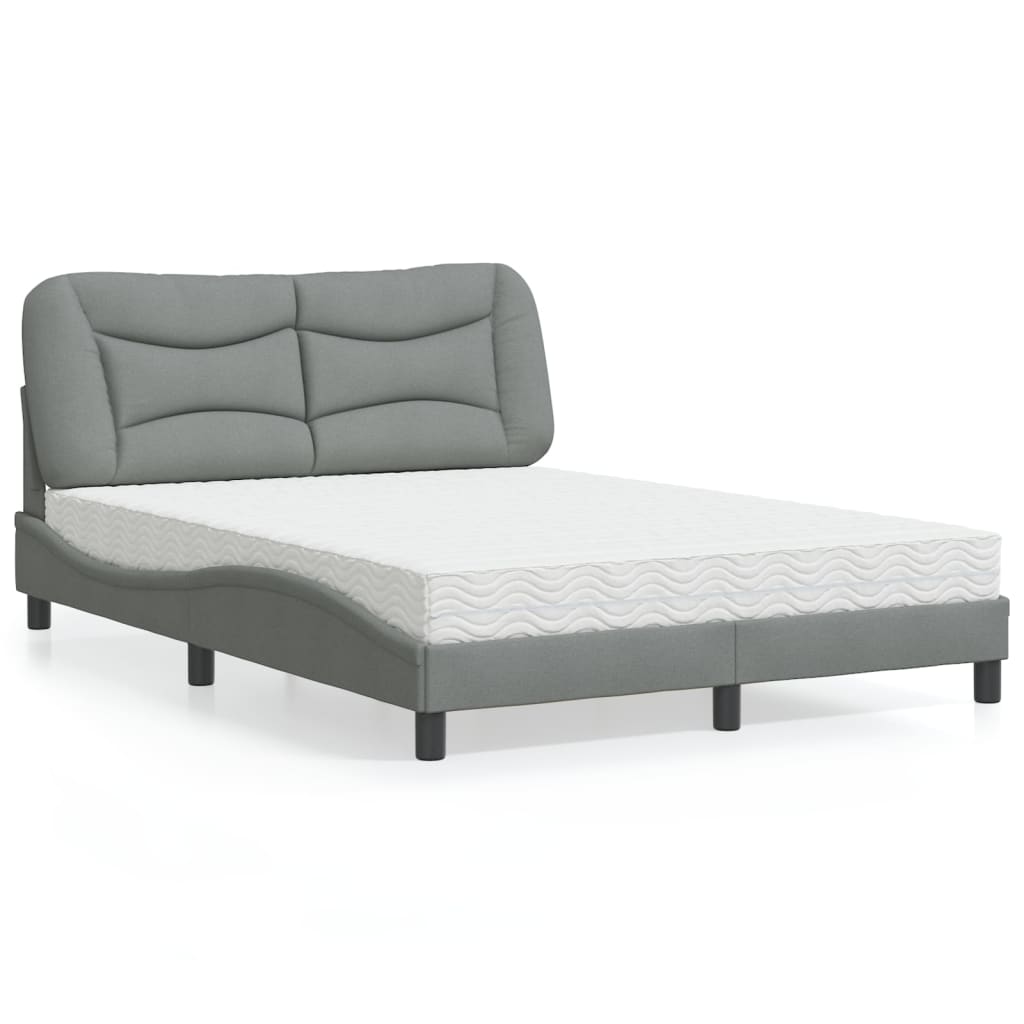 vidaXL Lit avec matelas "Hvar" gris en tissu 80x200 cm