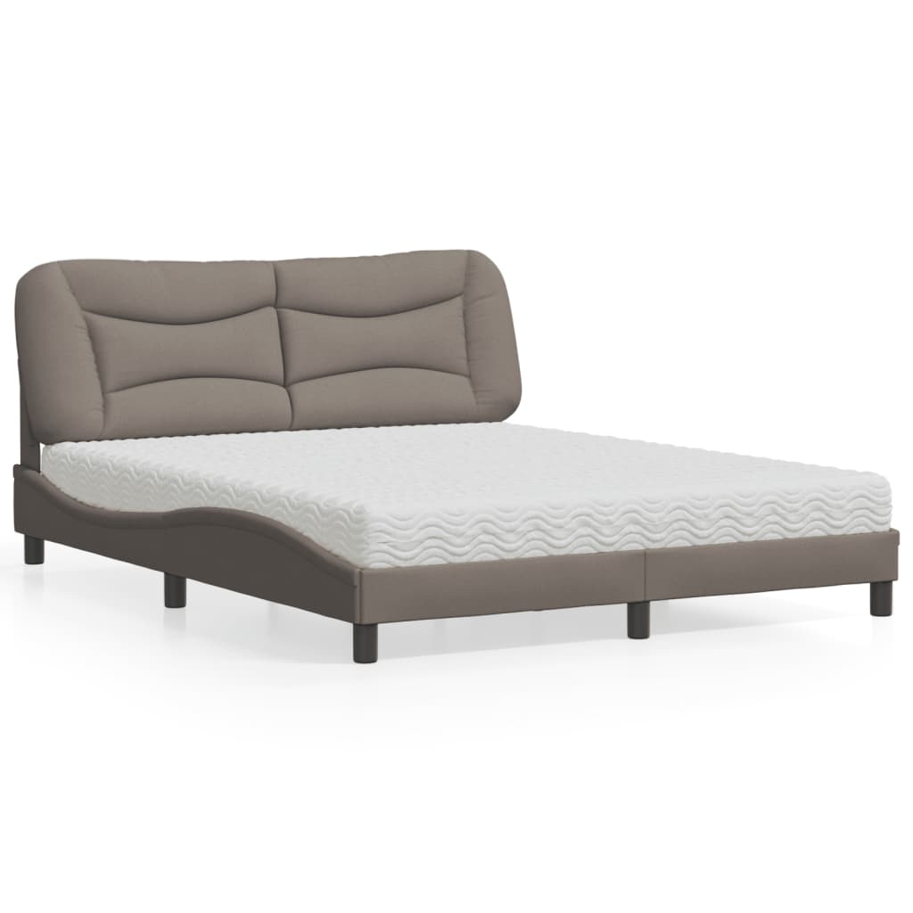 vidaXL Lit avec matelas "Hvar" gris en tissu 80x200 cm